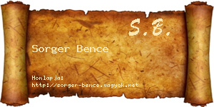 Sorger Bence névjegykártya